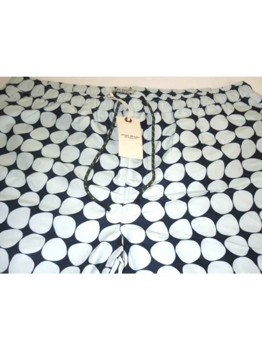 Oobe Brand Men's Kona Swim Trunks Navy Blue Ellipse Grey Circles Sizes NWT